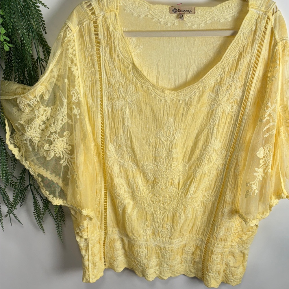 Democracy Sunny Yellow Lace Top